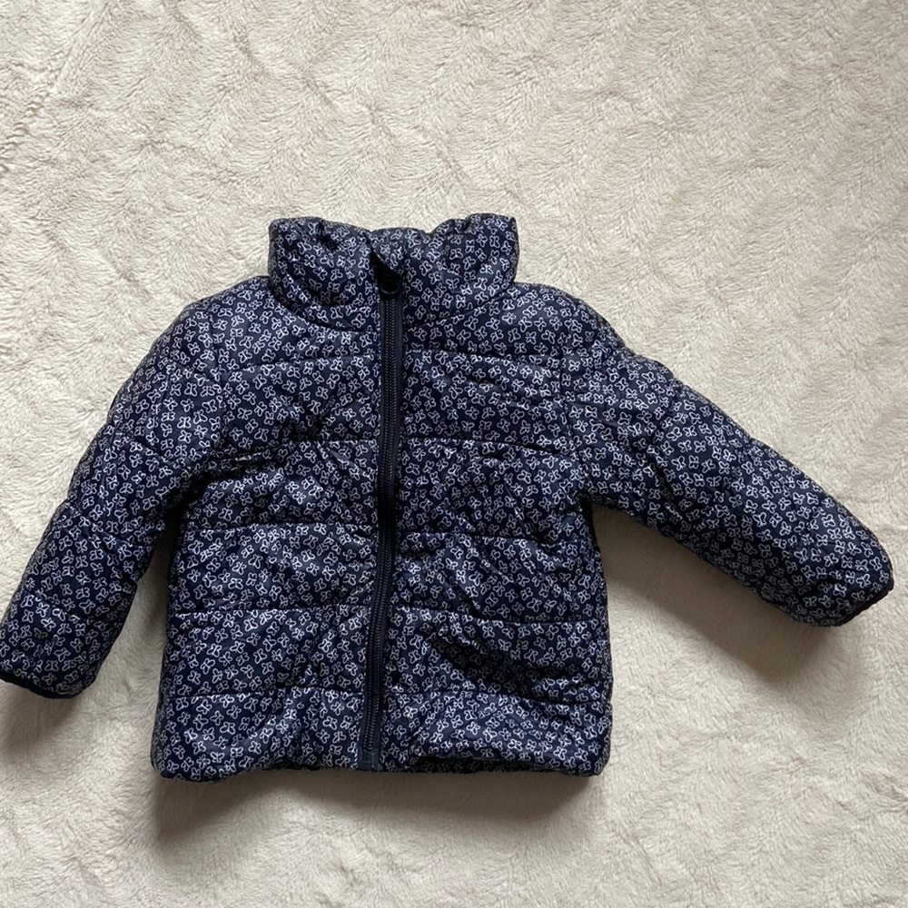Joe Fresh puffy jacket navy with white floral pattern (girls 12m)